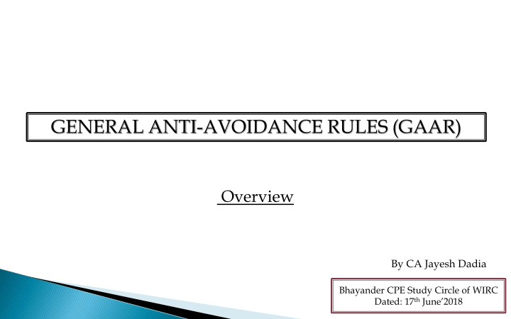 general anti avoidance rules gaar