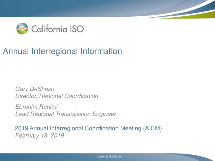 annual interregional information