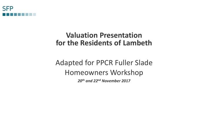 valuation presentation for the residents of lambeth