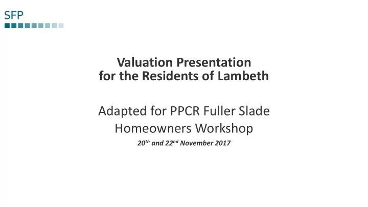valuation presentation for the residents of lambeth