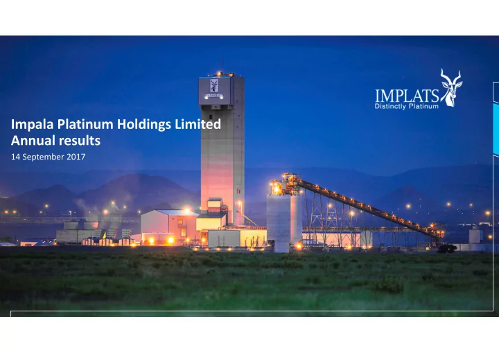 impala platinum holdings limited annual results