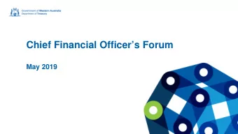 Chief Financial Officers Forum  May 2019  Chief Financial Officers Forum  May 2019  Welcome