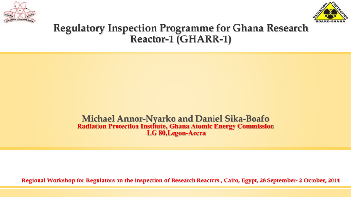 regulatory inspection programme for ghana research