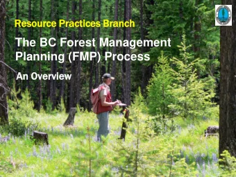 Planning (FMP) Process  An Over  vervi  view  1  BACKGROUND  Forest Practices Board Observations: