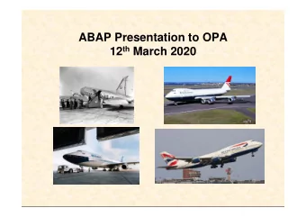 ABAP Presentation to OPA 12 th March 2020  Airways Pension Scheme (APS)   Established in 1948 by