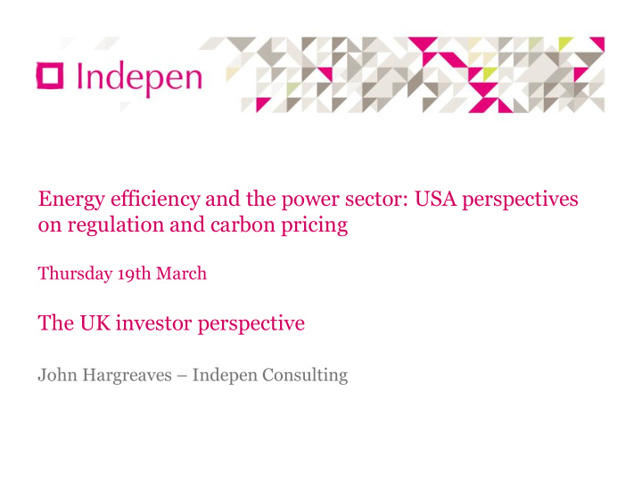 energy efficiency and the power sector usa perspectives