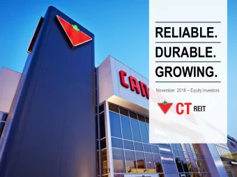 RELIABLE.  DURABLE.  GROWING. November  2018  Equity Investors  CAUTIONARY STATEMENTS This