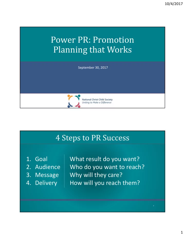 power pr promotion planning that works