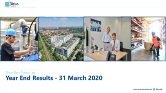 Year End Results - 31 March 2020 Year End Results  31 March 2020  2  Industrial Business Parks