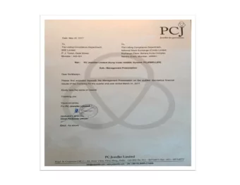 PC Jeweller  Ltd  Results Presentation May 25 th , 2017    This