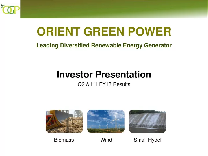 orient green power
