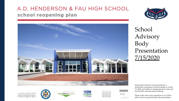 elements of the fau lab schools reopening plan fl comm of
