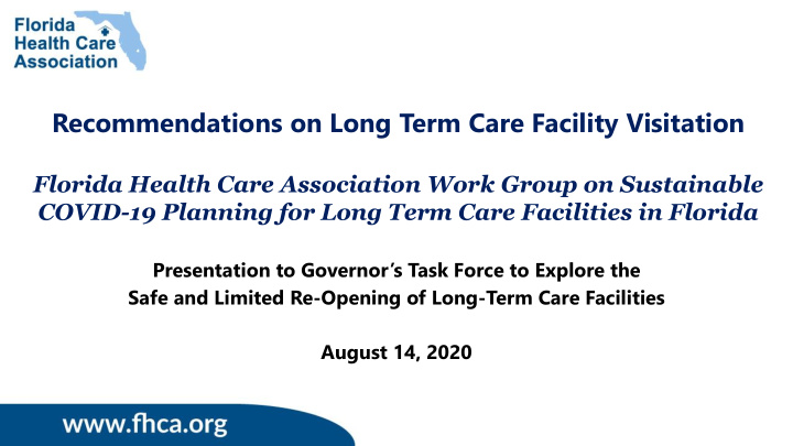 recommendations on long term care facility visitation