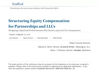Structuring Equity Compensation  for Partnerships and LLCs  Navigating Capital and Profits