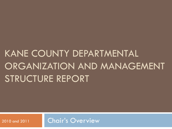 kane county departmental organization and management