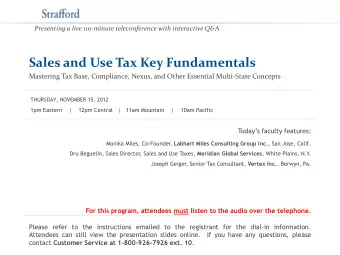 Sales and Use Tax Key Fundamentals  Mastering Tax Base, Compliance, Nexus, and Other Essential
