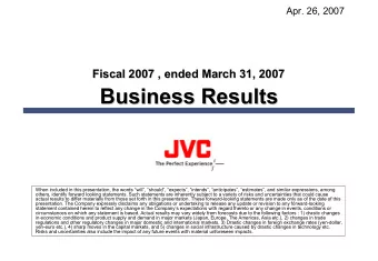 Business Results  Business Results  When included in this presentation, the words will,