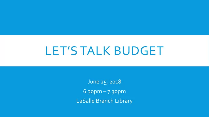 let s talk budget