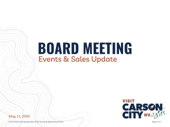 BOARD MEETING  Events &amp; Sales Update  May 11, 2020  CCCTA 05/11/20 Agenda Item #13D Events