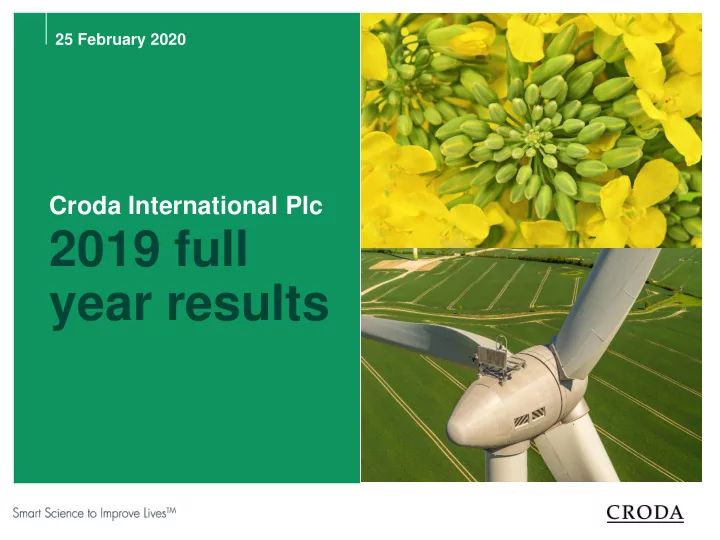 2019 full year results cautionary statement definitions