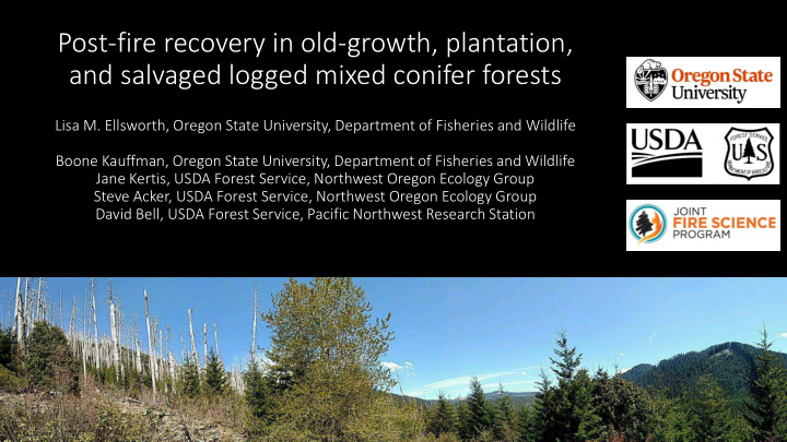 post fire recovery in old growth plantation and salvaged