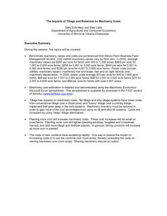 The Impacts of Tillage and Rotations on Machinery Costs  Gary Schnitkey and Dale Lattz  Department