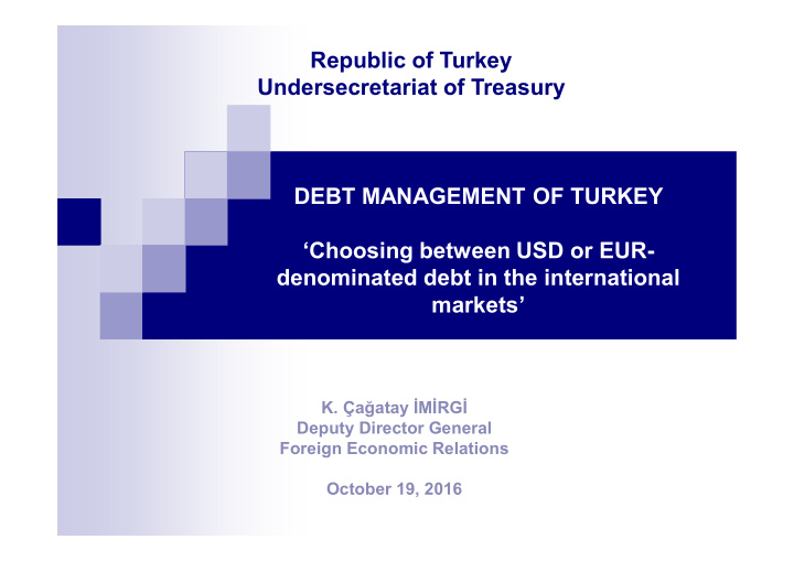 republic of turkey undersecretariat of treasury debt