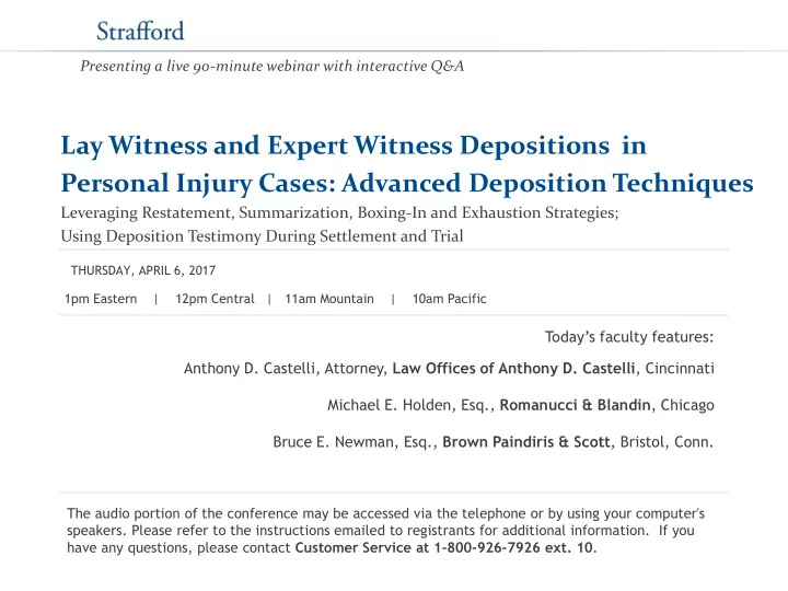 lay witness and expert witness depositions in personal