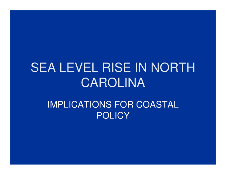 sea level rise in north carolina