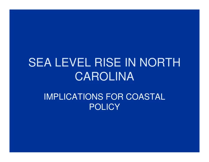 sea level rise in north carolina