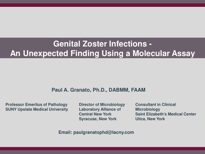 genital zoster infections an unexpected finding using a