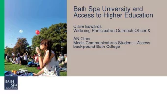 Bath Spa University and  Access to Higher Education  Claire Edwards  Widening Participation