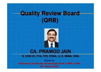 Quality Review Board  Quality Review Board  (QRB)  (QRB)