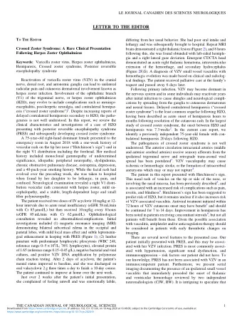 LETTER TO THE EDITOR T O T HE E DITOR  differing from her usual behavior. She had poor oral intake