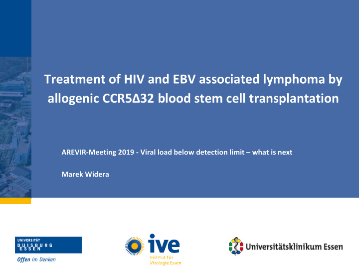 treatment of hiv and ebv associated lymphoma by allogenic