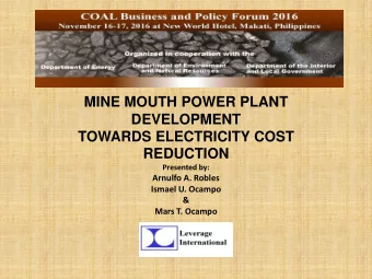 DEVELOPMENT  TOWARDS ELECTRICITY COST  REDUCTION  Presented by:  Arnulfo A. Robles  Ismael U.