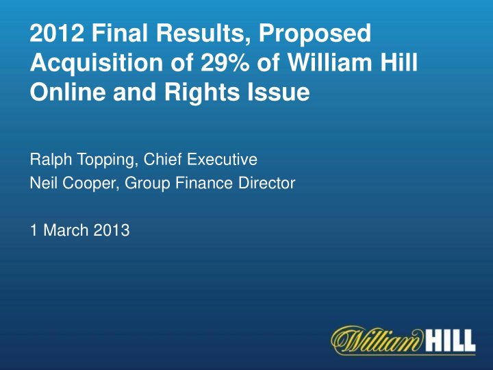 2012 final results proposed