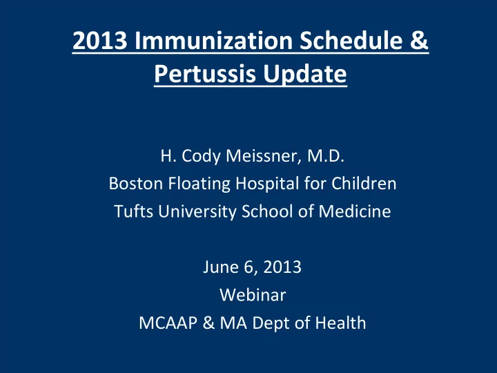 h cody meissner m d boston floating hospital for children