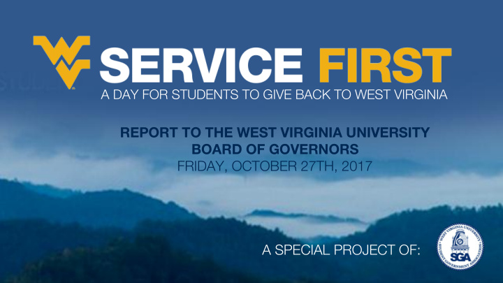 report to the west virginia university board of governors