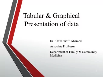 Tabular &amp; Graphical  Presentation of data  Dr. Shaik Shaffi Ahamed  Associate Professor