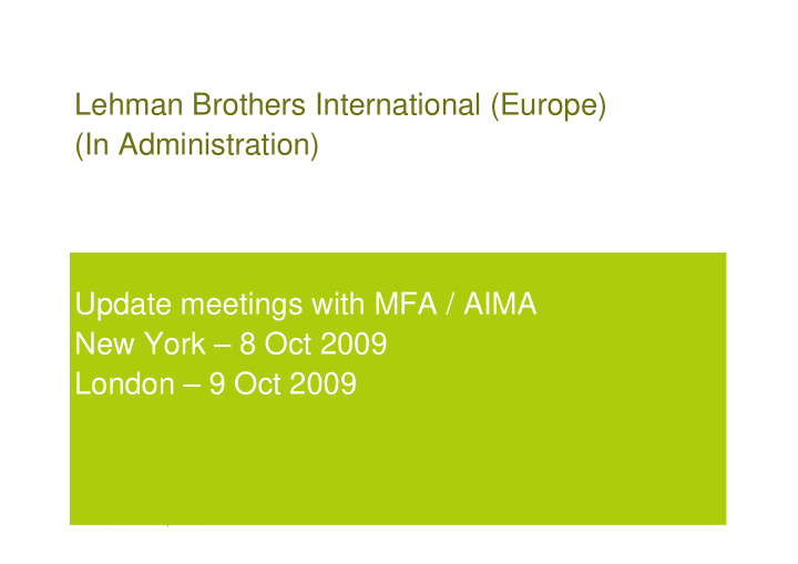 lehman brothers international europe in administration