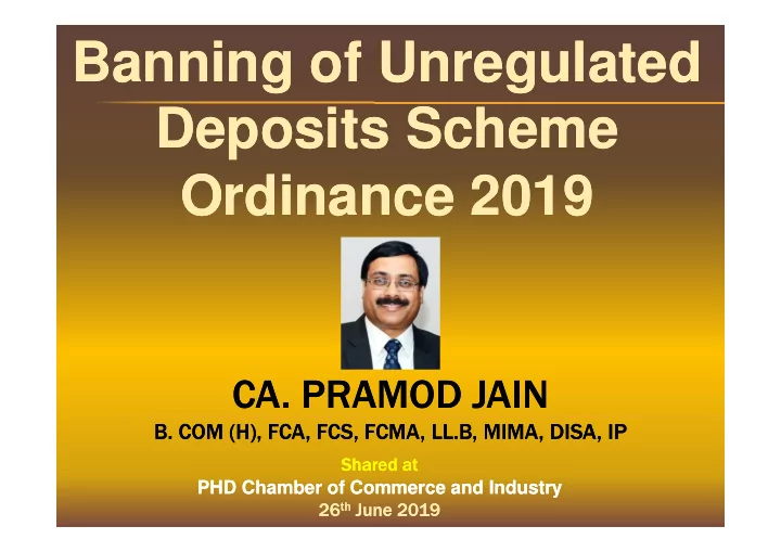 banning of unregulated banning of unregulated deposits