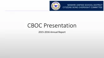 CBOC Presentation  2015-2016 Annual Report  Measure G Bond Sale  NEWARK UNIFIED SCHOOL DISTRICT