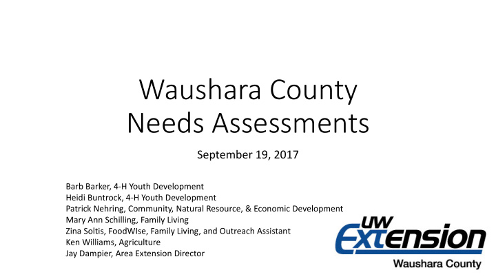 waushara county needs assessments