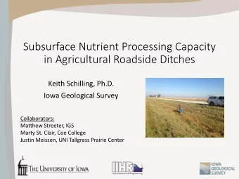 in Agricultural Roadside Ditches  Keith Schilling, Ph.D.  Iowa Geological Survey  Collaborators: