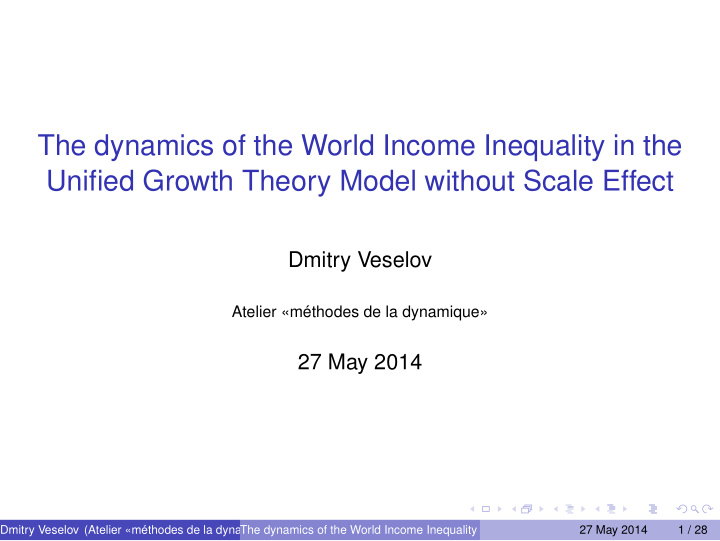 the dynamics of the world income inequality in the