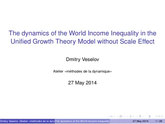 The dynamics of the World Income Inequality in the  Unified Growth Theory Model without Scale