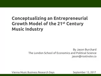 Conceptualizing an Entrepreneurial Growth Model of the 21 st Century  Music Industry  By Jason