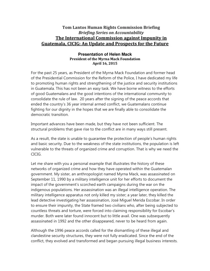 the international commission against impunity in