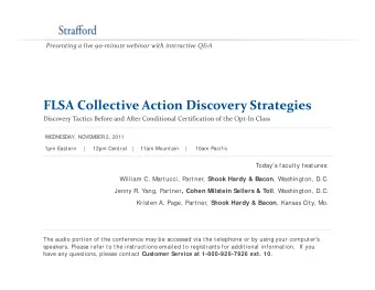 FLSA Collective Action Discovery Strategies Discovery Tactics Before and After Conditional